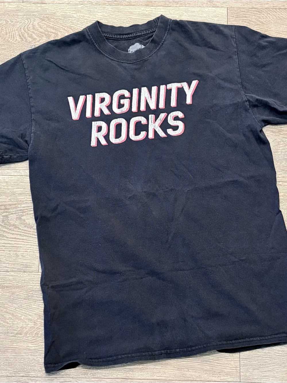 Men’s Medium Black "Virginity Rocks" Graphic Tee
